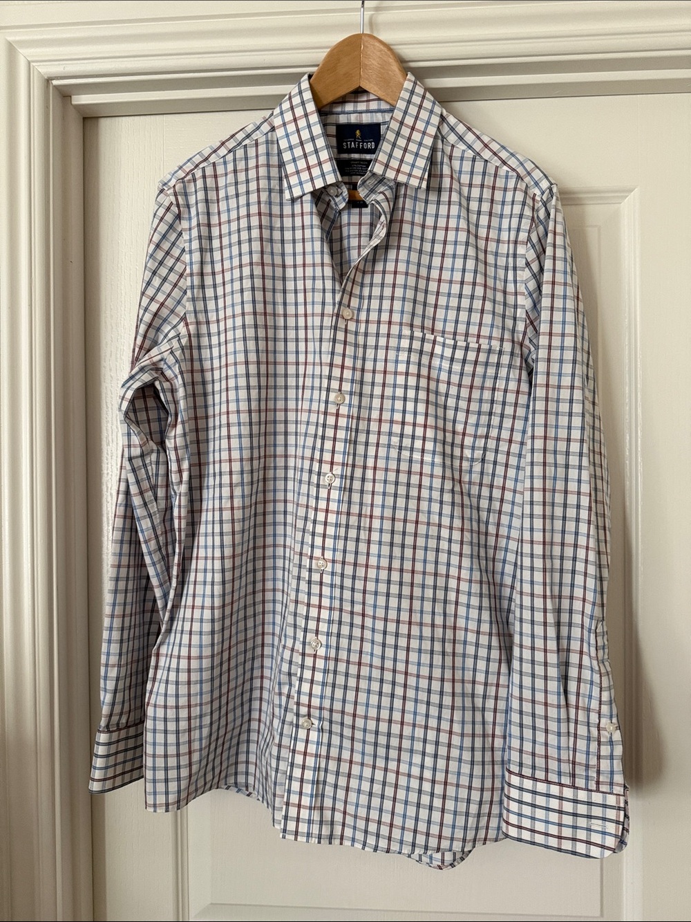Stafford Multi-Color Plaid Long-Sleeve Dress Shirt